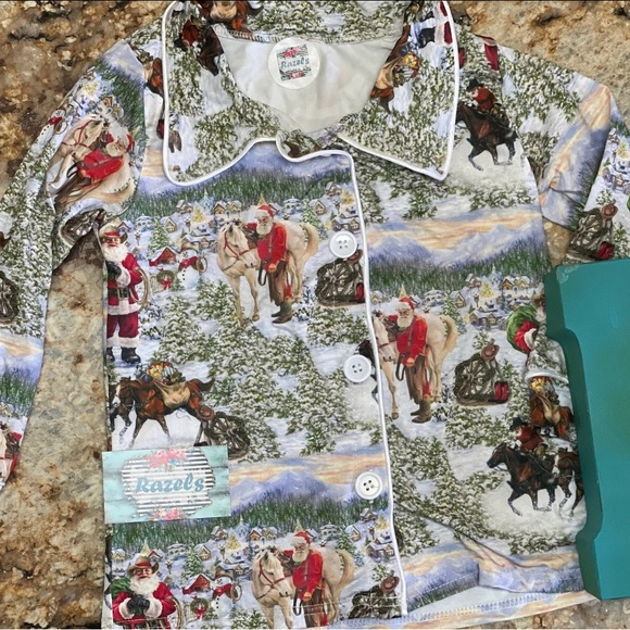 Family Cowboy Santa CHRISTMAS Pajamas / WESTERN Snowy Mountains Christmas Family - Picture 7 of 9